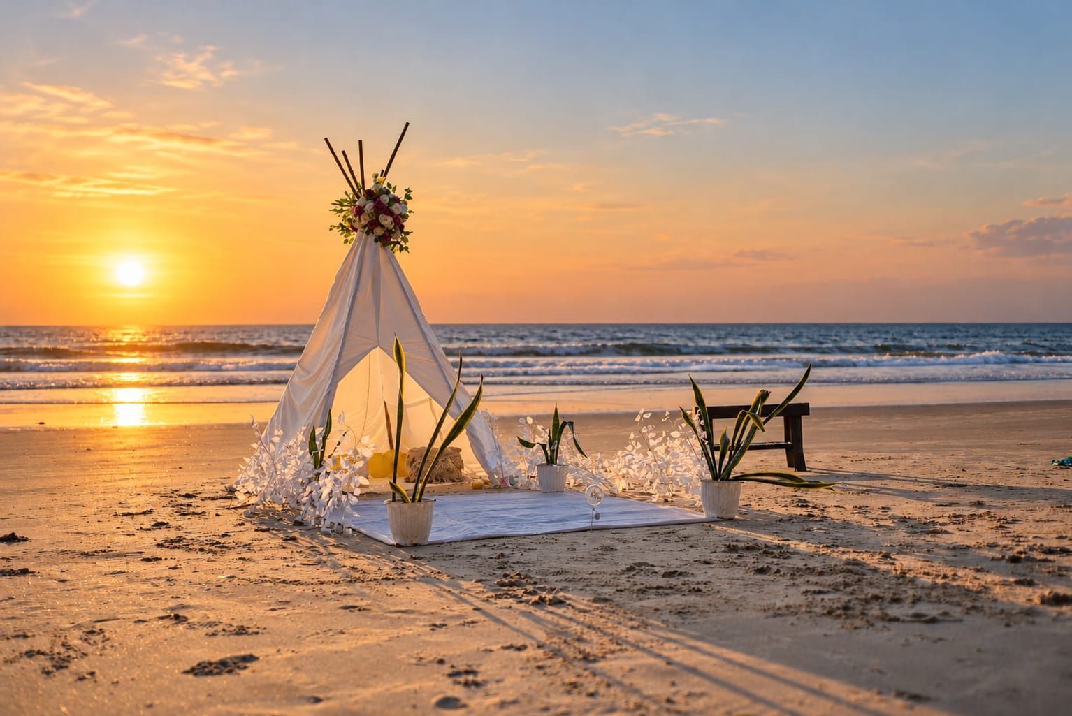 Candle light dinner in Udupi — REUNION private beachside setup